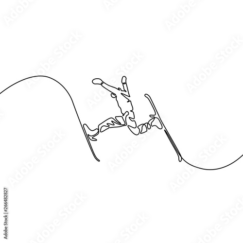 Continuous one line Skier jump