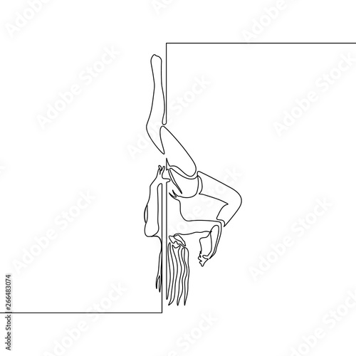 Continuous one line pole dance woman