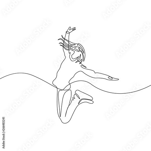 Continuous one line jumping girl