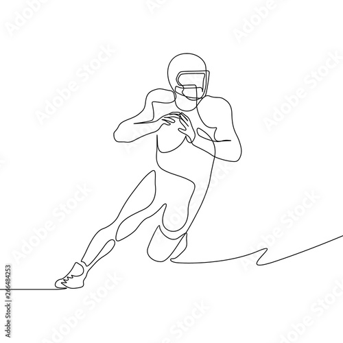 Continuous one line drawing american football player going to make pass