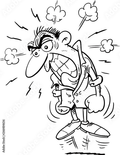 Angry screaming man. Vector flat cartoon illustration