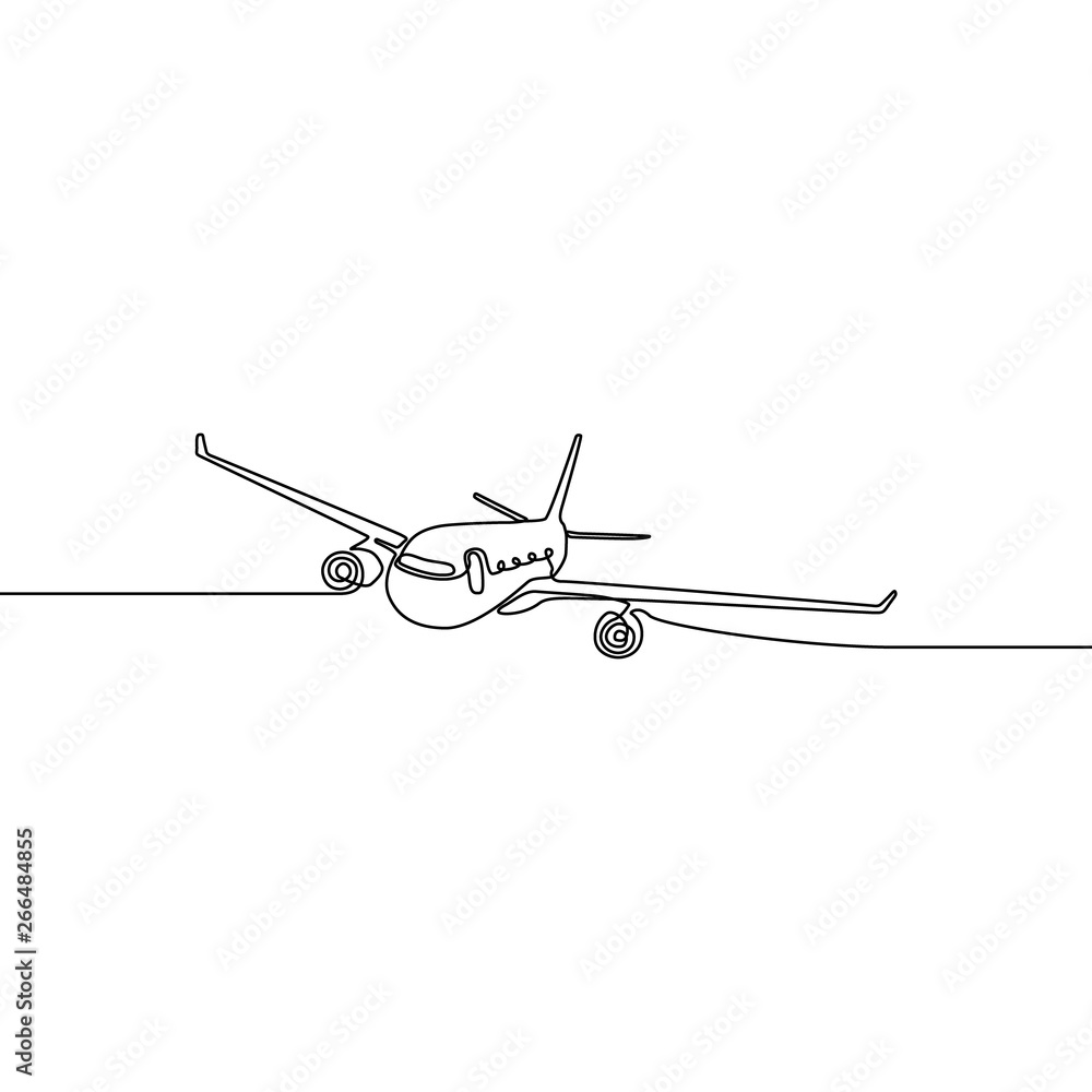 Continuous line drawing Airplane. Vector illustration. Continuous line drawing Airplane. Vector illustration.
