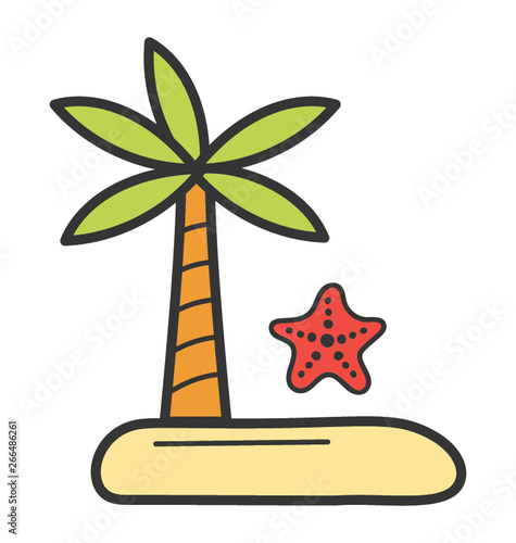 Doodle design of beach icon.