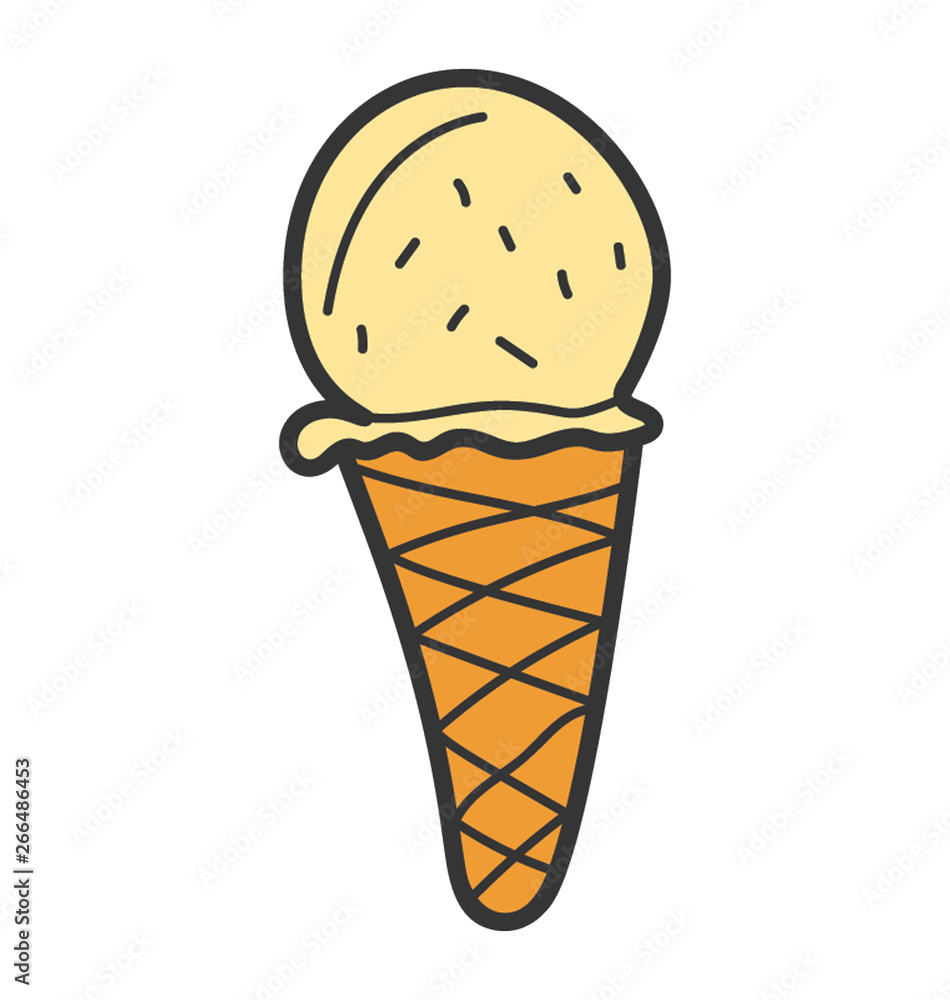 Doodle design of ice cream cone icon. Doodle design of ice cream cone icon.