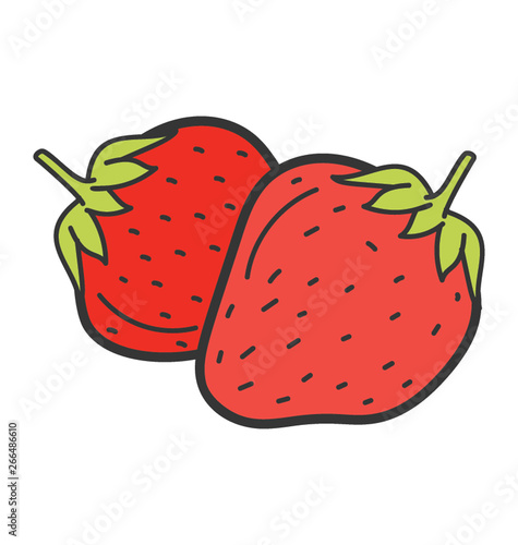 Strawberry icon in doodle vector