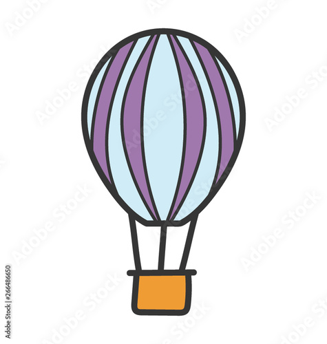 Hot air balloon icon in doodle design.