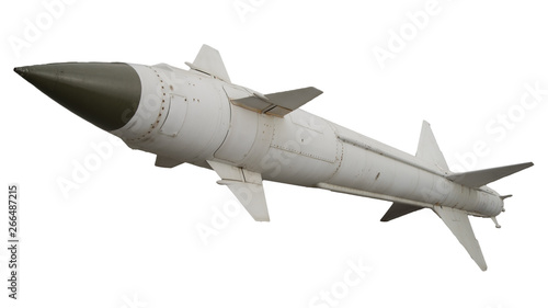Obraz na plátně A missile with a warhead on a white background isolated