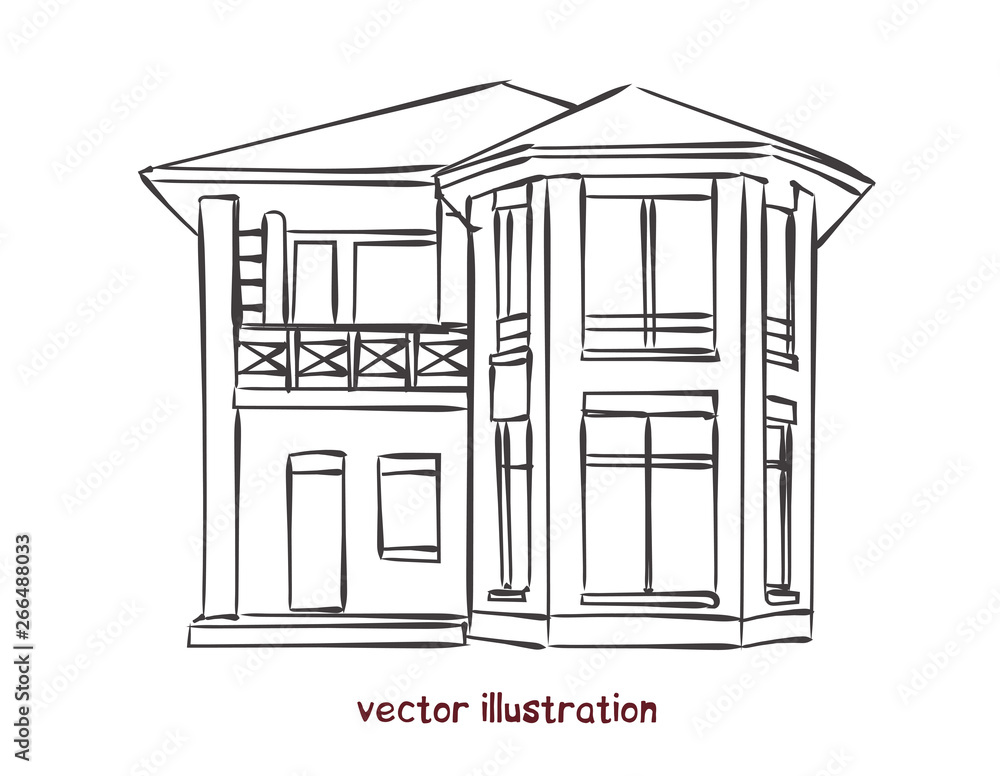 vector sketch of wooden house vector sketch of wooden house