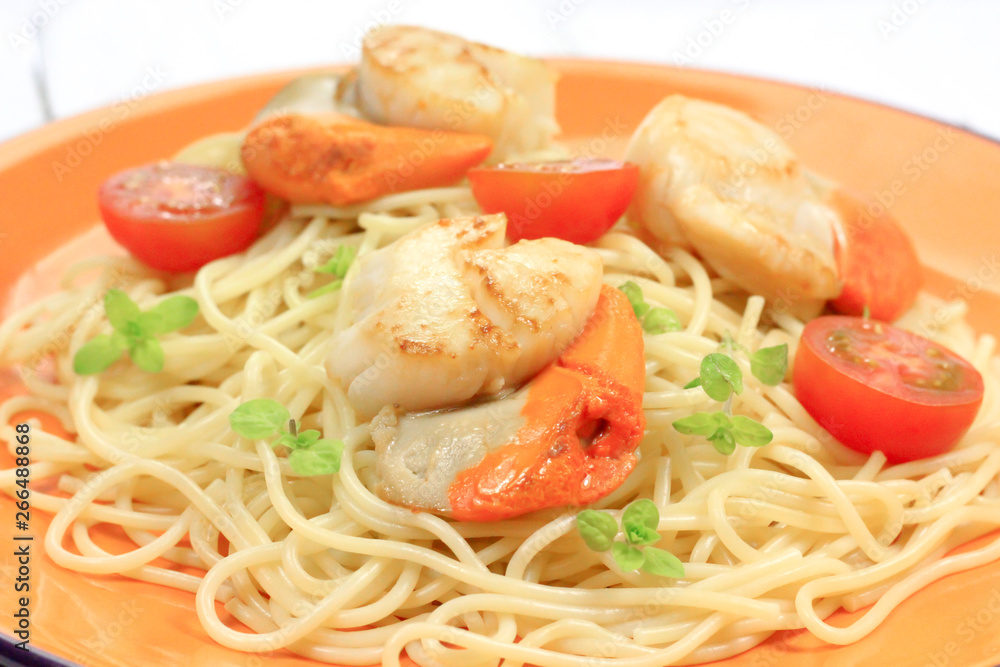 spaghetti et saint-jacques