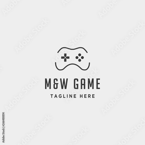 letter MW game logo design template concept controller