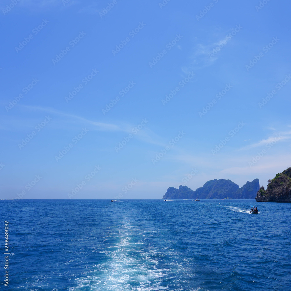 View of Loh Samah Bay, Phi Phi island, Thailand on summer holiday
