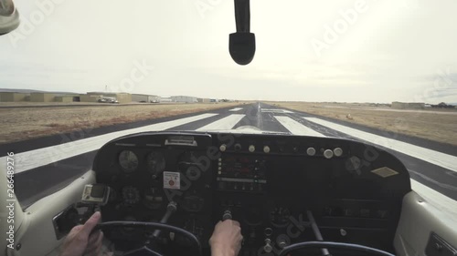 Take off from a plane seen from inside the cabin