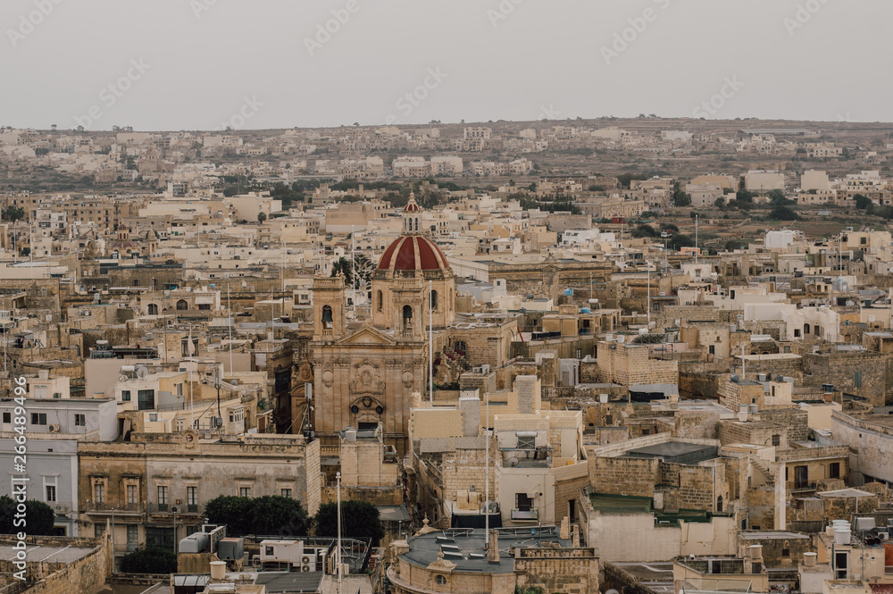 View to St George's Basilica from Cittadella in Victoria, Malta