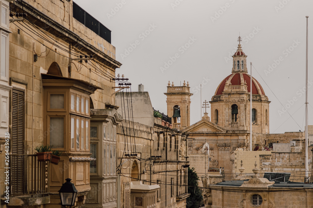 View to St George's Basilica from Cittadella in Victoria, Malta