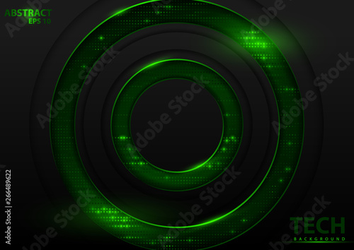 Dark Abstract Tech Background with Green Elements - Detailed Graphic Illustra...