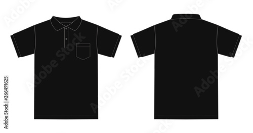 Polo shirt (golf shirt) template illustration ( front/ back) / black