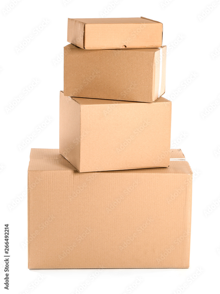 Cardboard boxes on white background