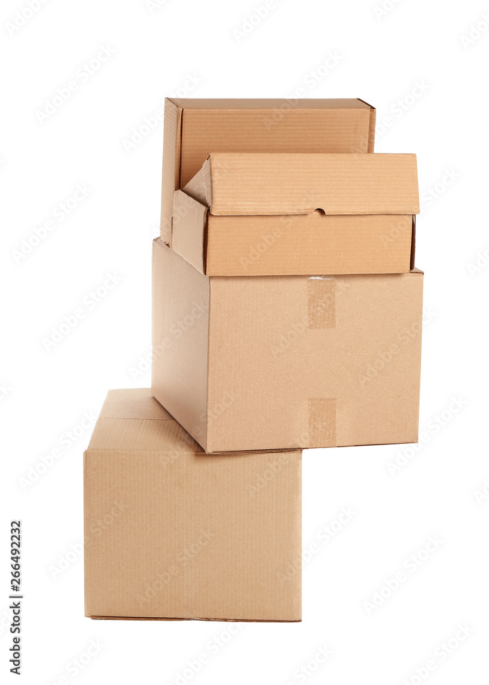 Cardboard boxes on white background