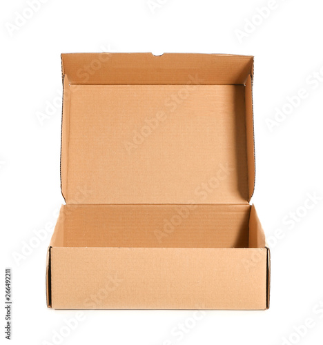 Open cardboard box on white background © Pixel-Shot