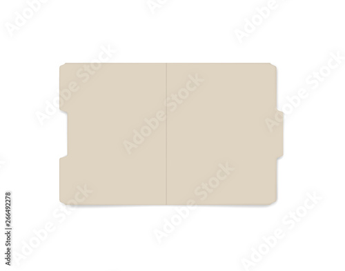 Open file folder with cut tab isolated on white background, realistic mockup. Letter size tabbed manila folder, vector template