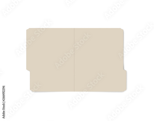 Open file folder with cut tab isolated on white background, realistic mock-up. Letter size tabbed manila folder, vector template
