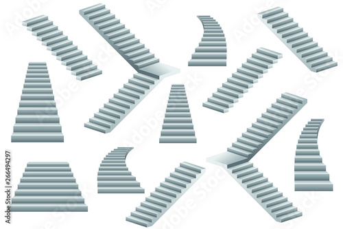 Fototapeta Set of stairs vector illustration isolated on white background.