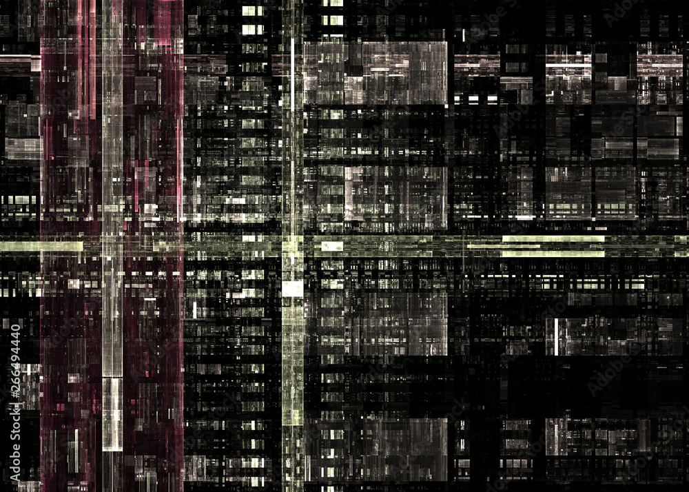Quantum computing background, electronic circuits board design with fractal cells
