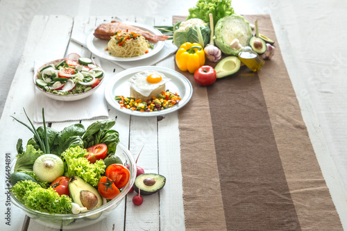 Organic healthy food on the dining table