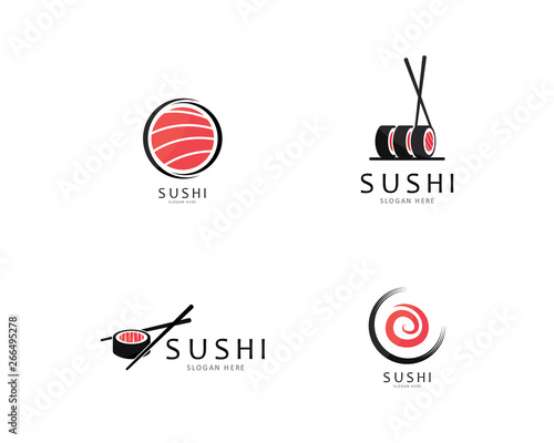 Sushi logo template vector icon for japanese food illustration design 