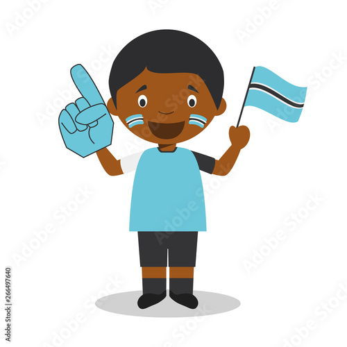 National sport team fan from Botswana with flag and glove Vector Illustration