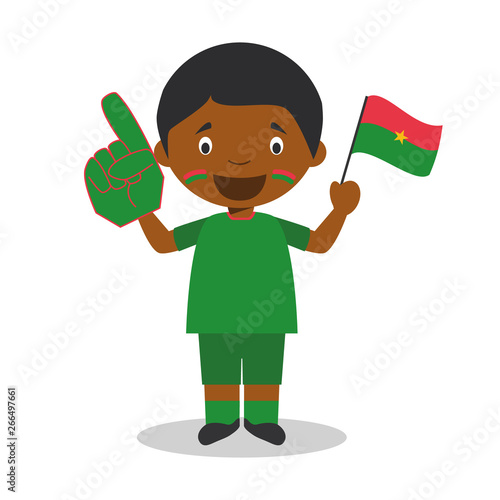 National sport team fan from Burkina Faso with flag and glove Vector Illustration