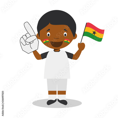 National sport team fan from Ghana with flag and glove Vector Illustration