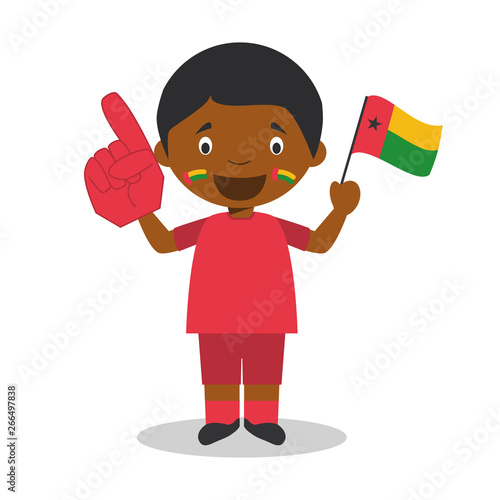 National sport team fan from Guinea Bissau with flag and glove Vector Illustration