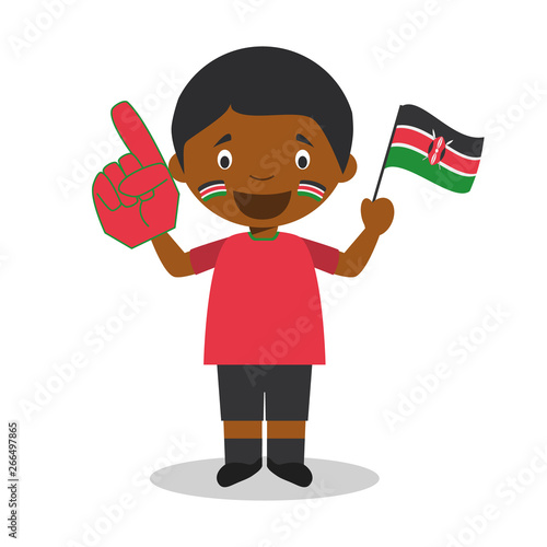 National sport team fan from Kenya with flag and glove Vector Illustration