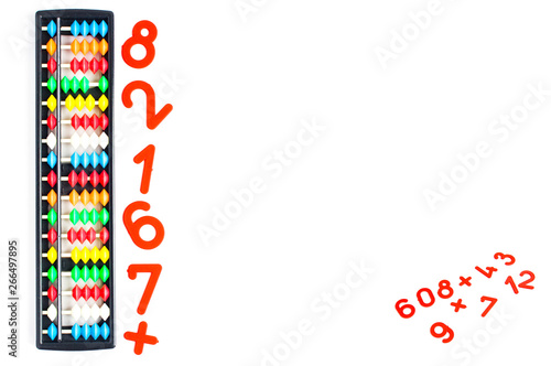 Japanese traditional calculator abacus and numbers