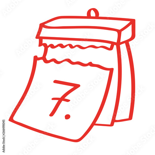 Handgezeichneter Kalender - Tag 07 in rot