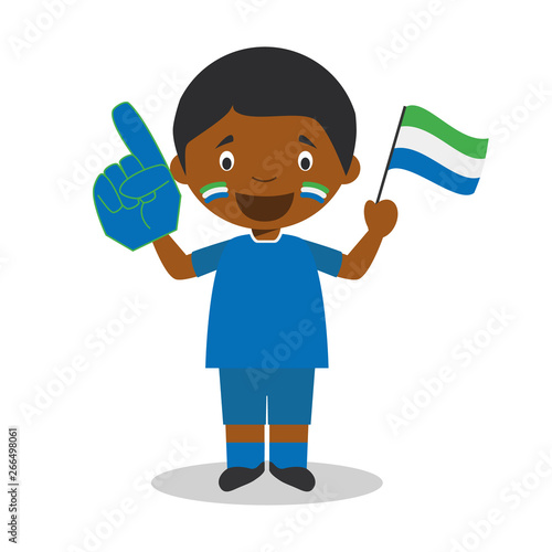 National sport team fan from Sierra Leone with flag and glove Vector Illustration