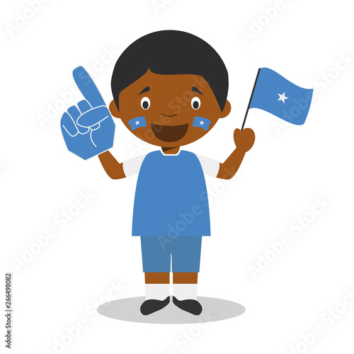 National sport team fan from Somalia with flag and glove Vector Illustration