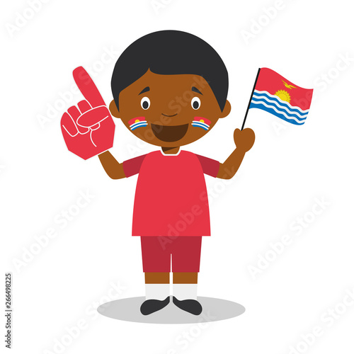 National sport team fan from Kiribati with flag and glove Vector Illustration