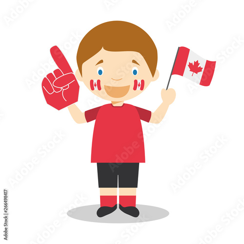 National sport team fan from Canada with flag and glove Vector Illustration