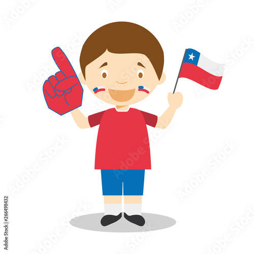 National sport team fan from Chile with flag and glove Vector Illustration
