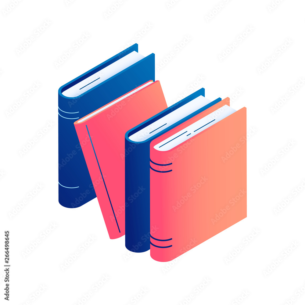 Isometric standing books - isolated vector illustration of stack of literature, dictionary or encyclopedia. Isometric standing books - isolated vector illustration of stack of literature, dictionary or encyclopedia.