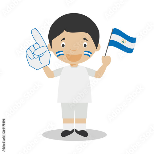 National sport team fan from Nicaragua with flag and glove Vector Illustration