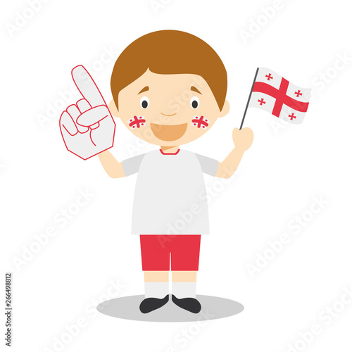 National sport team fan from Georgia with flag and glove Vector Illustration
