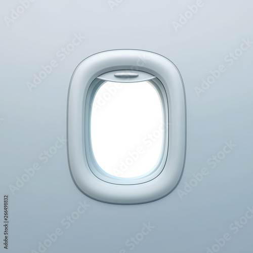 Empty aircraft porthole, airplane window