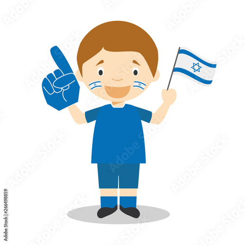 National sport team fan from Israel with flag and glove Vector Illustration
