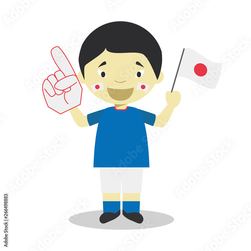 National sport team fan from Japan with flag and glove Vector Illustration