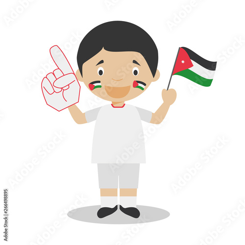 National sport team fan from Jordan with flag and glove Vector Illustration