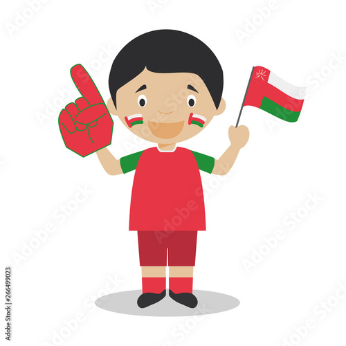 National sport team fan from Oman with flag and glove Vector Illustration