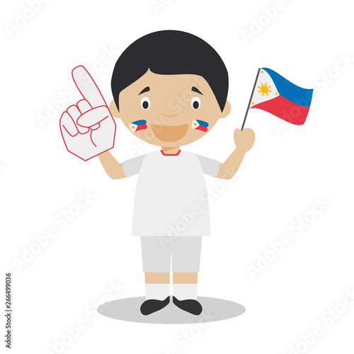 National sport team fan from Philippines with flag and glove Vector Illustration